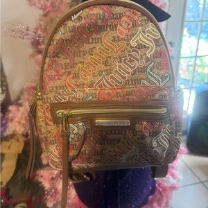 Juicy Couture Brown and Red Logo Backpack